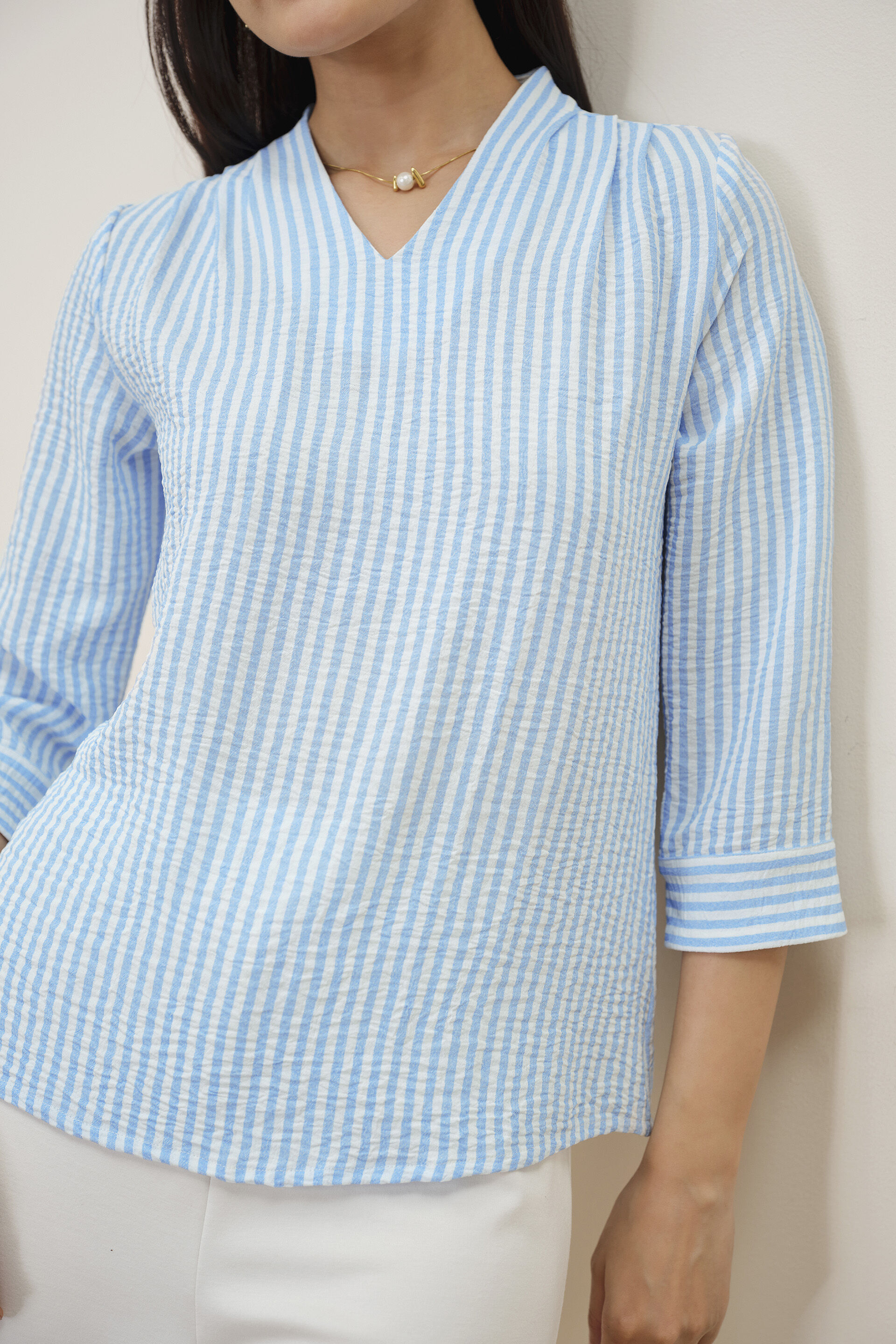 Priscilla Striped Top, Blue, image 2